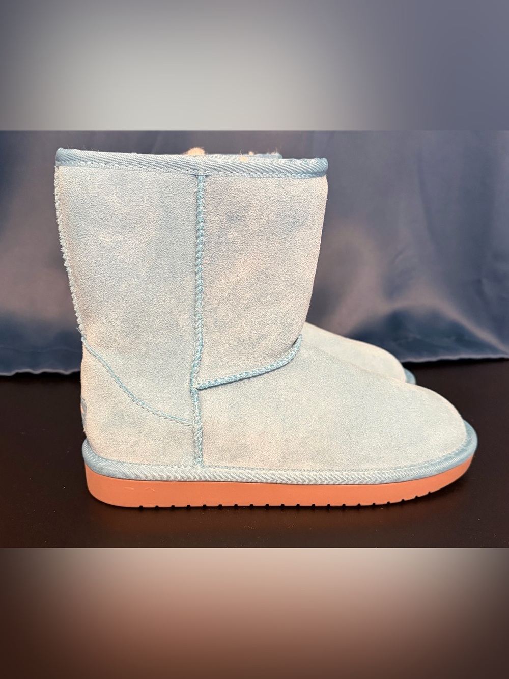 Koolaburra Light Blue Suede Short Shearling Boots